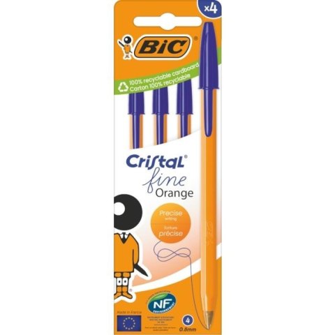 Długopis Orange Fine Cristal 4szt niebieski BIC Długopis Orange Fine Cristal 4szt niebieski BIC
