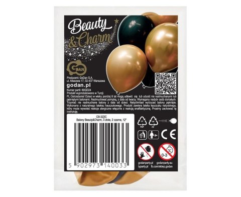 Balony Beauty&Charm złote i czarne 5szt Balony Beauty&Charm złote i czarne 5szt