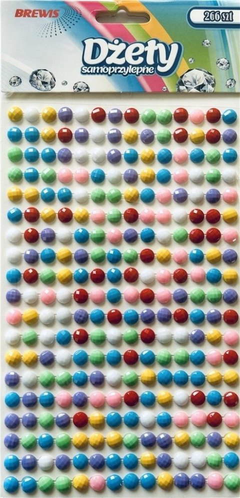 Dżety samoprzylepne pastelowe 6mm 266szt Dżety samoprzylepne pastelowe 6mm 266szt