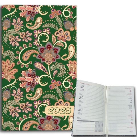 Kalendarz 2025 A6 tygodniowy Paisley kwiaty green Kalendarz 2025 A6 tygodniowy Paisley kwiaty green