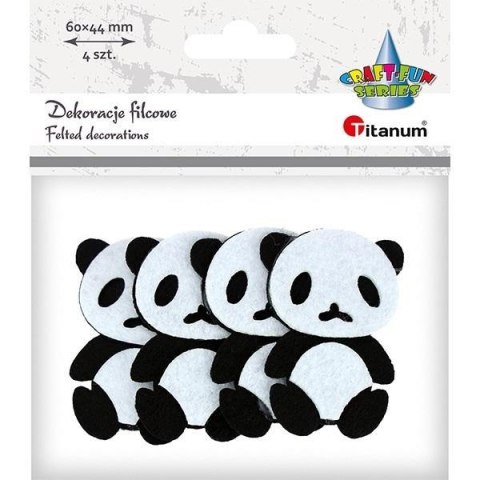 Filcowe pandy 3D 42x60mm biało-czarne 4szt Filcowe pandy 3D 42x60mm biało-czarne 4szt