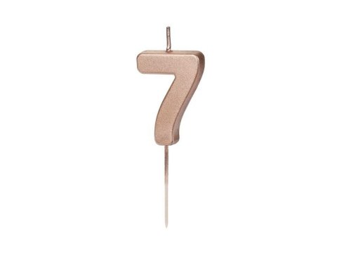 Świeczka urodzinowa cyfra 7 różowe złoto 4,5cm