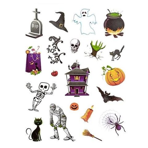 Tatuaże zmywalne Halloween 23szt kolorowe Tatuaże zmywalne Halloween 23szt kolorowe