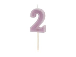 Świeczka urodzinowa cyfra 2 fioletowa 6cm