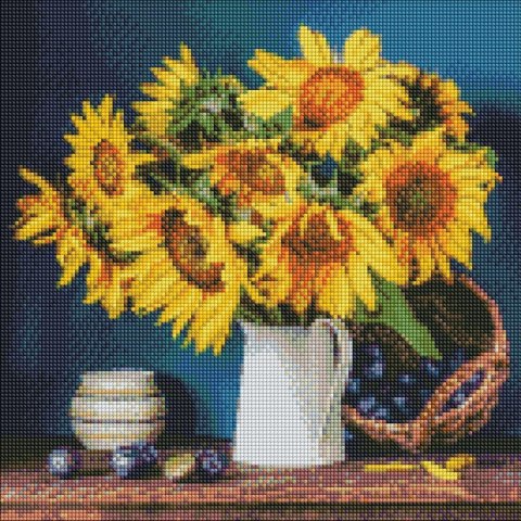 Diamentowa mozaika - Jasne słoneczniki 40x40cm Diamentowa mozaika - Jasne słoneczniki 40x40cm