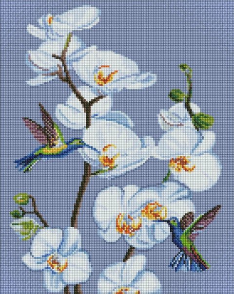 Diamentowa mozaika - Kwitnące orchidee 40x50cm Diamentowa mozaika - Kwitnące orchidee 40x50cm