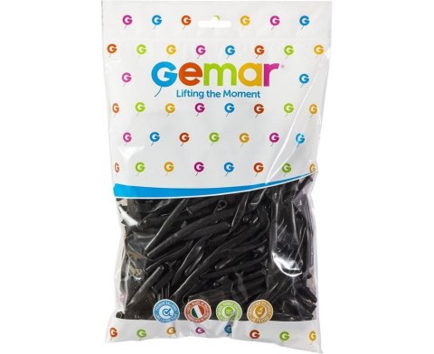Balony Gemar Rurki włoskie czarne 100szt