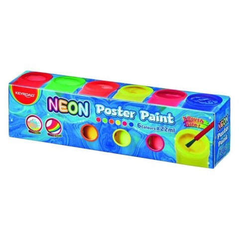 Farby plakatowe neonowe 22ml 6 kolorów Farby plakatowe neonowe 22ml 6 kolorów