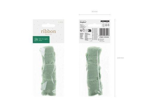 Wstążka szyfonowa pistacja 40mm/5m 3szt Wstążka szyfonowa pistacja 40mm/5m 3szt