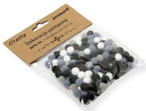 Dekoracje pompony 1cm mix czarny 120szt Dekoracje pompony 1cm mix czarny 120szt