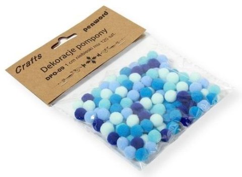 Dekoracje pompony 1cm mix niebieski 120szt Dekoracje pompony 1cm mix niebieski 120szt