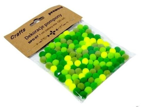 Dekoracje pompony 1cm mix zielony 120szt Dekoracje pompony 1cm mix zielony 120szt