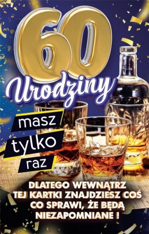 Karnet Urodziny z nakładką na butelkę 60 Karnet Urodziny z nakładką na butelkę 60