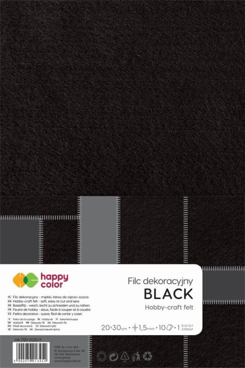 Filc dekoracyjny czarny 5szt HAPPY COLOR Filc dekoracyjny czarny 5szt HAPPY COLOR