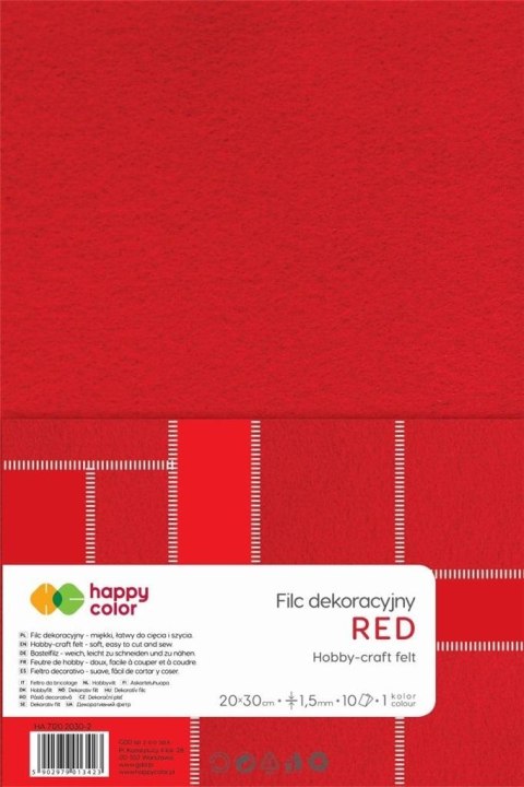 Filc dekoracyjny czerwony 5szt HAPPY COLOR Filc dekoracyjny czerwony 5szt HAPPY COLOR
