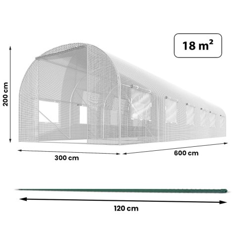 Tunel ogrodowy 3 x 6 m (18m2) biały Plonos Tunel ogrodowy 3 x 6 m (18m2) biały Plonos