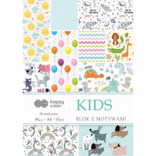 Blok z motywami HAPPY COLOR Kids 80g A4 15k. 30 motywów