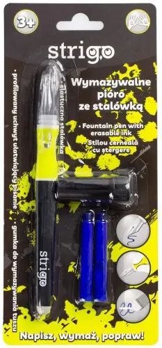 Pióro wymazywalne ze stalówką - Czarne + 2 naboje STRIGO Pióro wymazywalne ze stalówką - Czarne + 2 naboje STRIGO