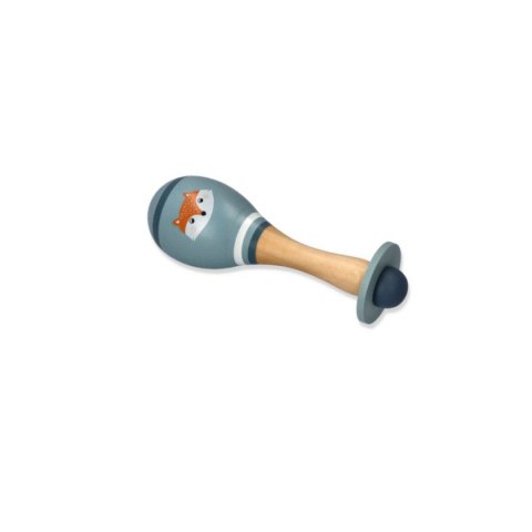 Drewniany marakas dla dzieci niebieski z liskiem - Adam Toys 5m+