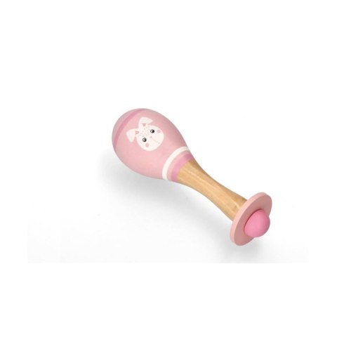 Różowy drewniany marakas z króliczkiem - Adam Toys 5m+