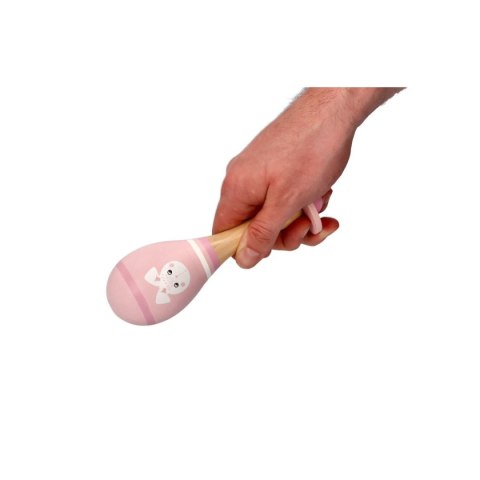 Różowy drewniany marakas z króliczkiem - Adam Toys 5m+