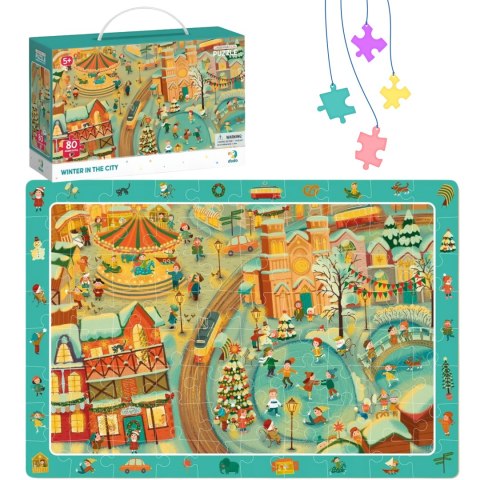 PUZZLE OBSERWACYJNE ZIMA W MIEŚCIE 80 ELEMENTOW DO UŁOŻENIA DLA DZIECI