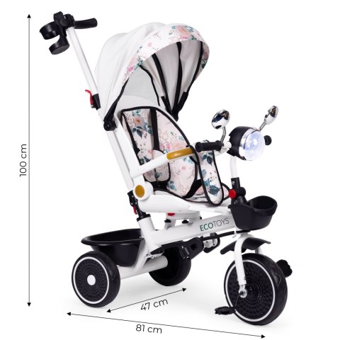 Rowerek trójkołowy dla dzieci spacerówka obracane siedzisko pchacz daszek ECOTOYS Rowerek trójkołowy dla dzieci spacerówka obracane siedzisko pchacz daszek ECOTOYS