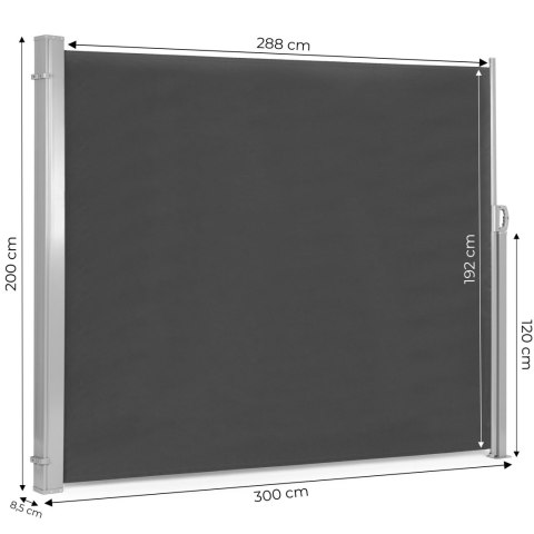 Składana markiza 300x200 cm boczna roleta parawan do ogrodu na taras antracyt Składana markiza 300x200 cm boczna roleta parawan do ogrodu na taras antracyt