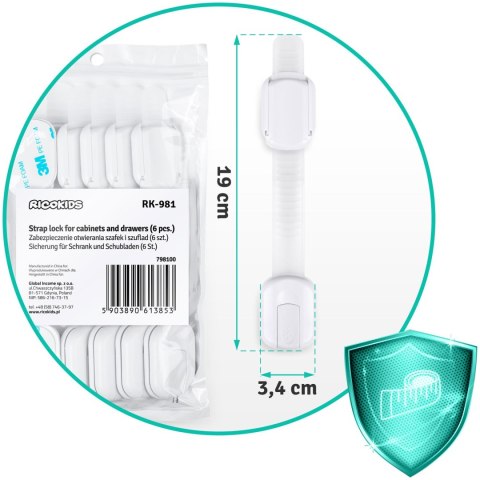 Zabezpieczenie otwierania szafek Ricokids 798100 6 szt białe Zabezpieczenie otwierania szafek Ricokids 798100 6 szt białe