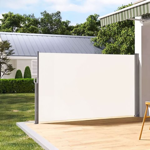 Składana markiza 300x180 cm boczna roleta parawan do ogrodu na taras beżowa MultiGarden Składana markiza 300x180 cm boczna roleta parawan do ogrodu na taras beżowa MultiGarden