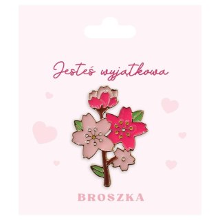 Broszka na prezent z czterema różowymi kwiatami