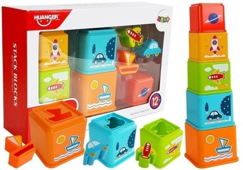Sorter Piramidka kubeczki kwadrat z obrazkami Sorter Piramidka kubeczki kwadrat z obrazkami