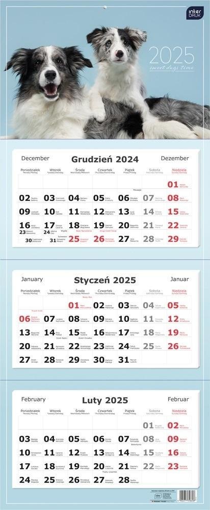 Kalendarz 2025 trójdzielny 82,5x34cm Psy Kalendarz 2025 trójdzielny 82,5x34cm Psy