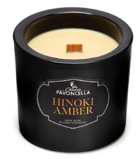 Świeczka sojowa Hinoki Amber czarna 170g Świeczka sojowa Hinoki Amber czarna 170g