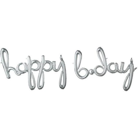 Balon foliowy Happy Bday srebrny Balon foliowy Happy Bday srebrny