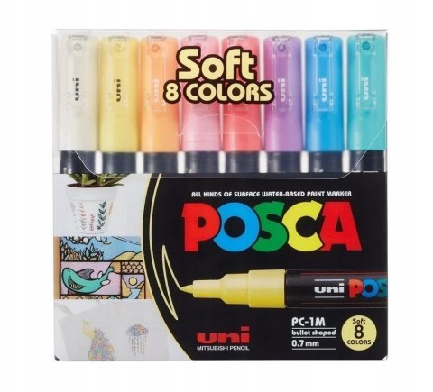 Markery pastelowe PC-1M Soft 8 kolorów POSCA UNI Markery pastelowe PC-1M Soft 8 kolorów POSCA UNI