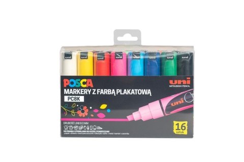 Markery plakatowe PC-8K 16 kolorów POSCA UNI Markery plakatowe PC-8K 16 kolorów POSCA UNI