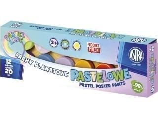Farby plakatowe pastelowe 12 kol x 20ml ASTRA Farby plakatowe pastelowe 12 kol x 20ml ASTRA