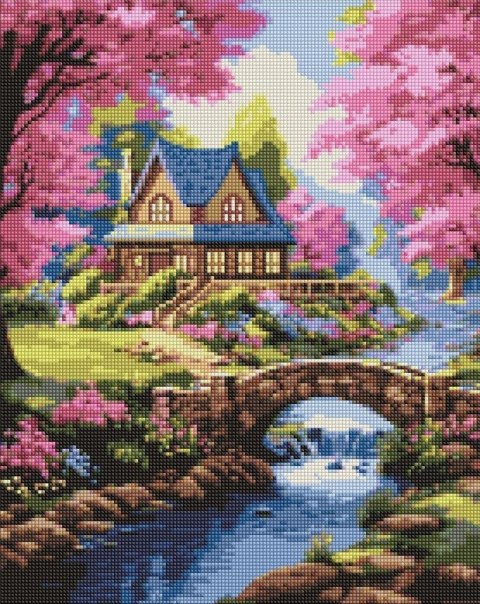 Diamentowa mozaika - Dom w kwiatach 40x50cm Diamentowa mozaika - Dom w kwiatach 40x50cm