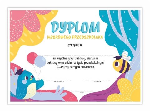 Dyplom A4 wzorowego Przedszkolaka - Ptaszek Dyplom A4 wzorowego Przedszkolaka - Ptaszek