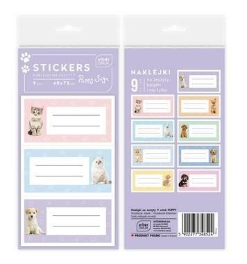 Naklejki na zeszyty 9szt Puppy Sign Naklejki na zeszyty 9szt Puppy Sign