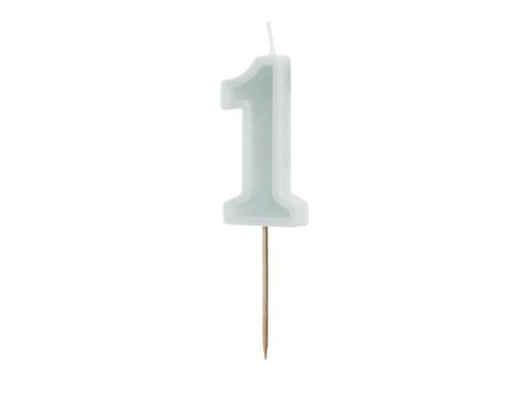 Świeczka urodzinowa cyfra 1 jasna mięta 6cm