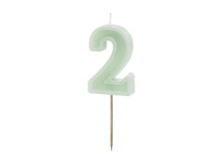 Świeczka urodzinowa cyfra 2 zielona 6cm