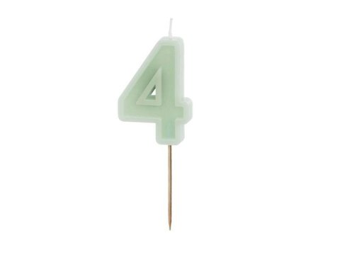 Świeczka urodzinowa cyfra 4 zielony 6cm