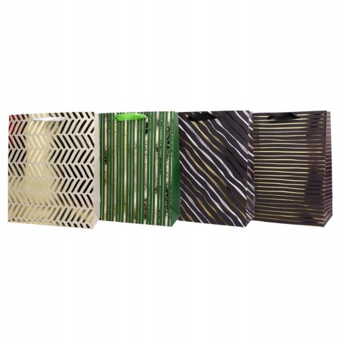 Torba prezentowa 26x32 pasy, granat, zieleń mix Torba prezentowa 26x32 pasy, granat, zieleń mix