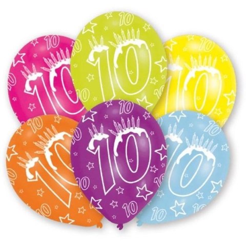 Balony lateksowe z cyfrą 10 nadruk 27,5cm Balony lateksowe z cyfrą 10 nadruk 27,5cm