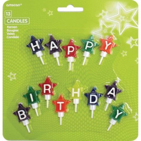 Zestaw świeczek "happy birthday" kolorowe Zestaw świeczek "happy birthday" kolorowe