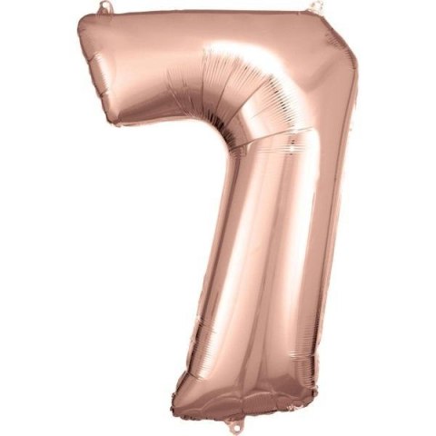 Balon foliowy cyfra 7 różowe złoto 57x86cm Balon foliowy cyfra 7 różowe złoto 57x86cm