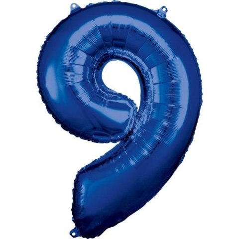 Balon foliowy cyfra 9 niebieska 60x86cm Balon foliowy cyfra 9 niebieska 60x86cm