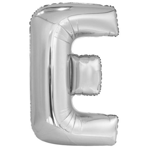 Balon foliowy litera E srebrna 56,5x86cm Balon foliowy litera E srebrna 56,5x86cm